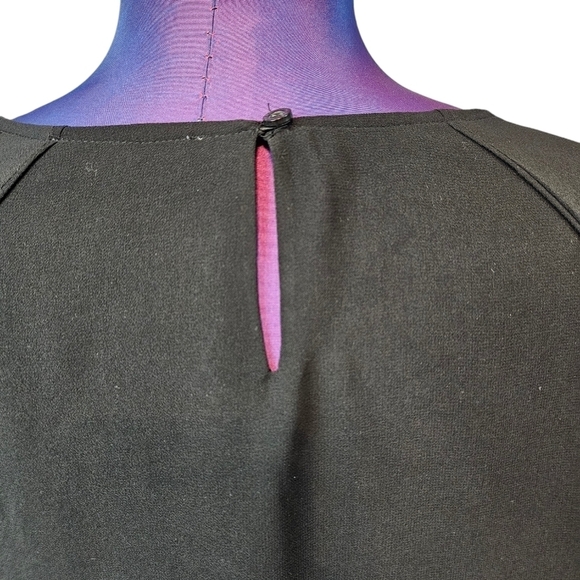 Calvin Klein Black Long Sleeve Pleated Chiffon Blouse Size Large Women's - Picture 6 of 10